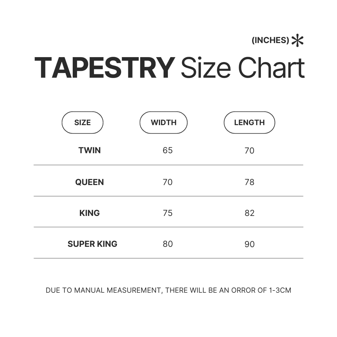 Tapestry Size Chart - Rune Scape Merch